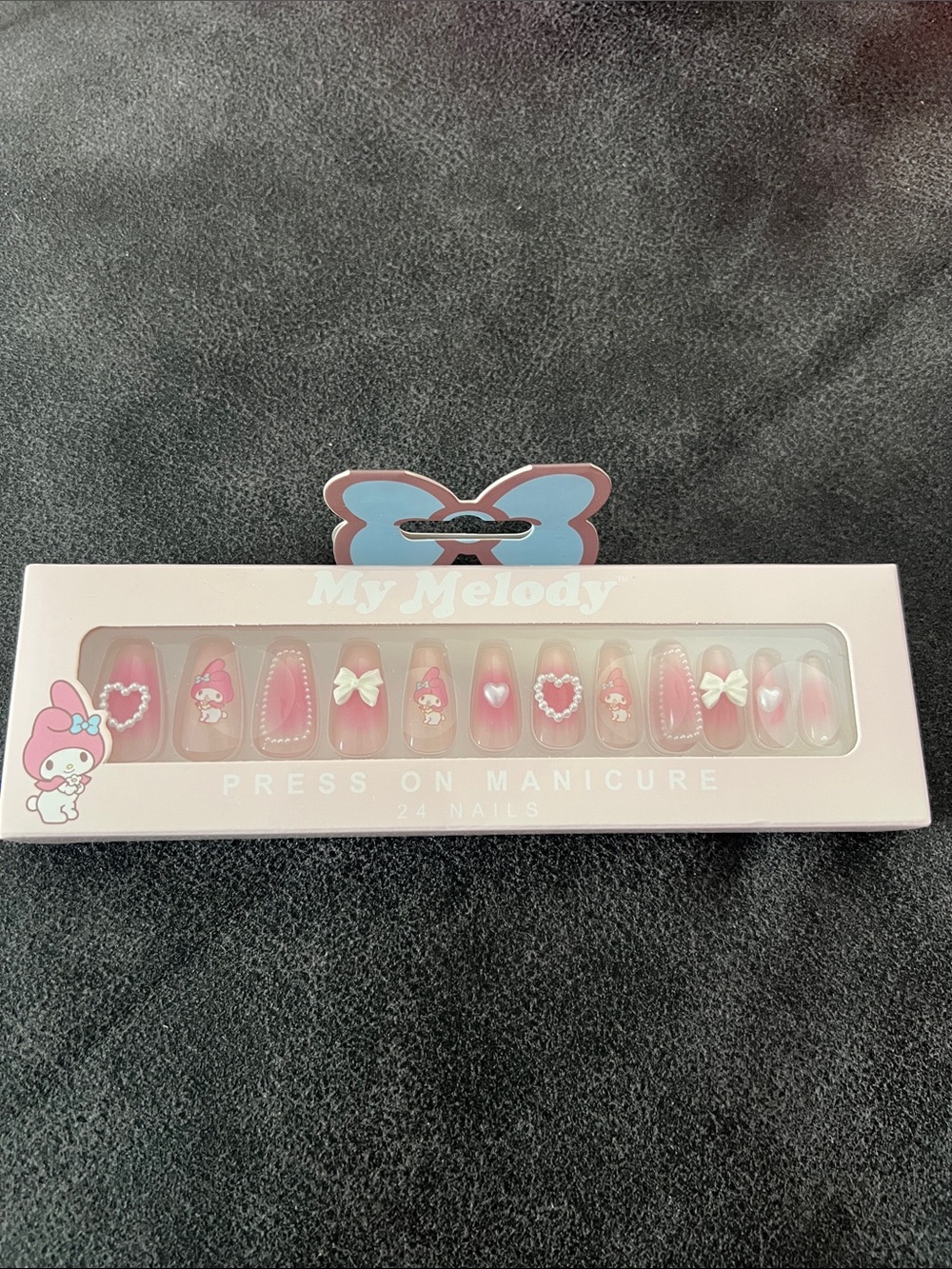 Hello Kitty My Melody Pink Press-On Nail Set with Bows & Hearts